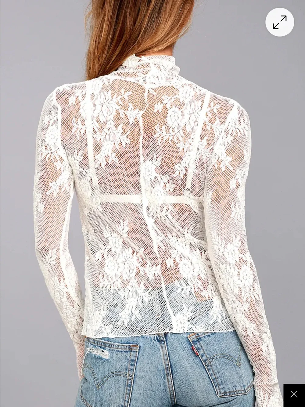 Free People Sweet Secrets Lace Turtleneck Top size Small